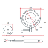1 & 5x Magnification Chrome Wall Mounted Thermogroup Shaving Thermogroup Mirror, 200mm Diameter with Concealed Wiring